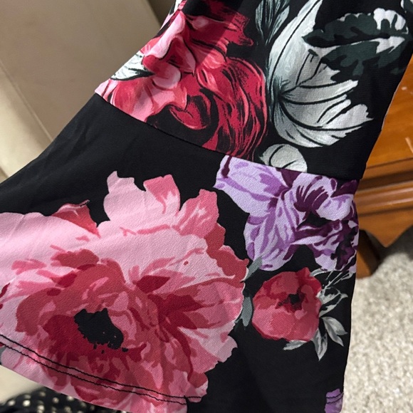 Dressbarn Black Dress with Pink and Purple Floral Design - Picture 6 of 6